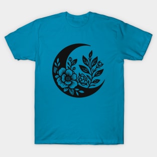 Floral Crescent Moon T-Shirt